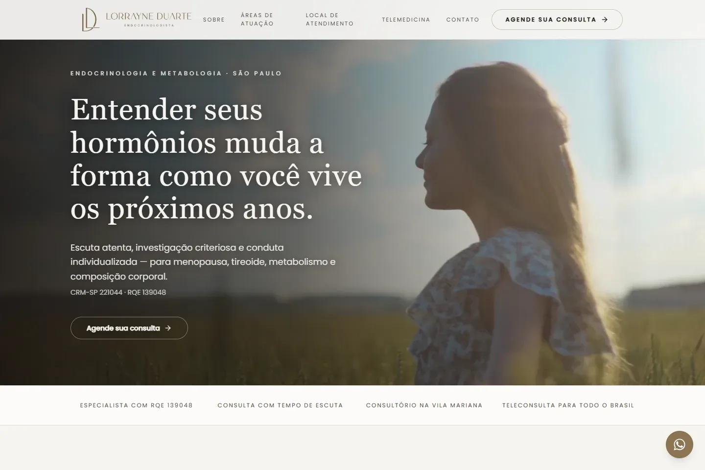 Página inicial do site Dra. Lorrayne Duarte